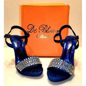NIB - De Blossom Collection Blue Charlie Crystal Stiletto, Size 6